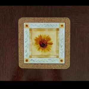 Michelle Palmer Ceramic Corked Sunflower Trivet Kitchen Decor #6148 NIB RARE!